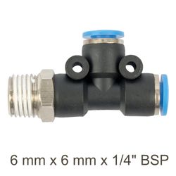 Pu Hose Fitting Tee 6mm X 6mm X 1/4'm